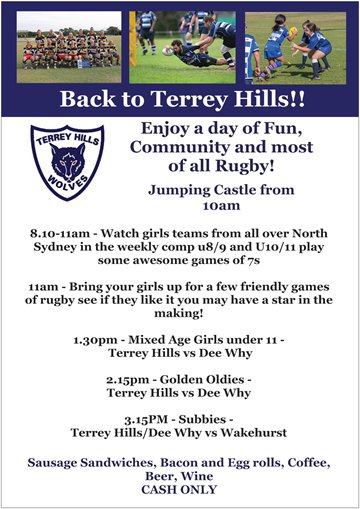 Back to Terrey Hills Day - come and enjoy the Rugby....