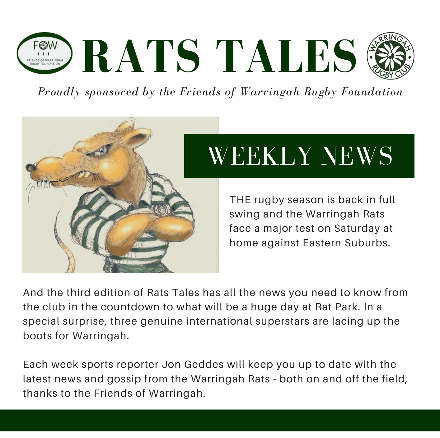 Rats Tales Newsletter - Proudly sponsored by the Friends of Warringah Rugby Foun...