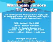 Winter sport is just around the corner.  This Sunday Warringah Rugby are holding...