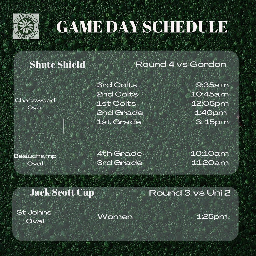 Game Day Schedule...