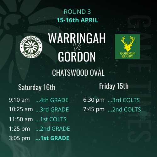 GAME TIMES  ROUND 3!
 This weekend the